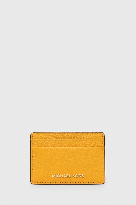 Δερμάτινη θήκη για κάρτες MICHAEL Michael Kors χρώμα: κίτρινο