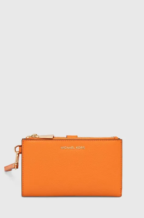 Kožená peňaženka MICHAEL Michael Kors dámsky, oranžová farba