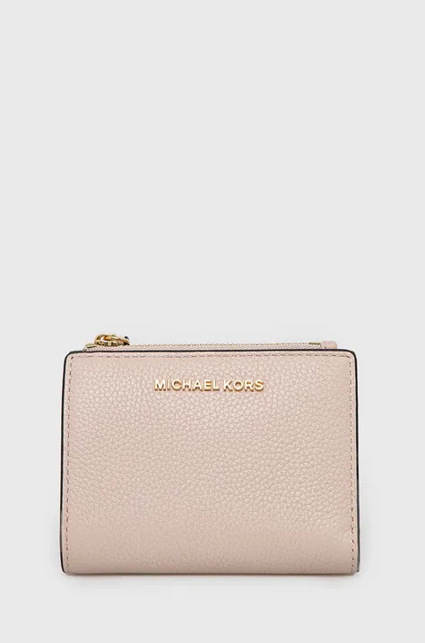 Шкіряний гаманець MICHAEL Michael Kors жіночий колір рожевий