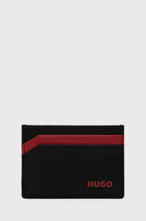 Шкіряний чохол на банківські карти HUGO чоловічий колір чорний