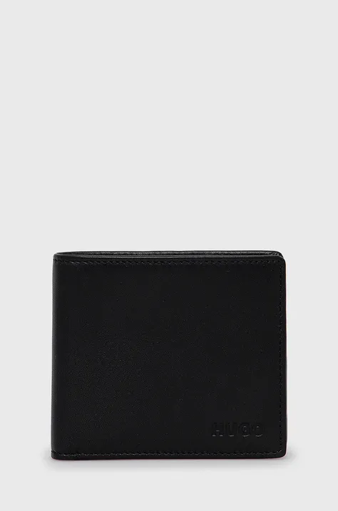 Kožená peňaženka HUGO pánsky,čierna farba,50470755