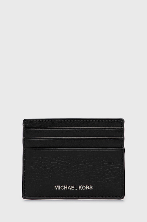 Kožni etui za kartice Michael Kors za muškarce, boja: crna