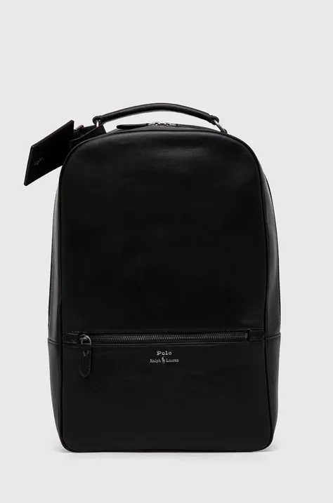 Polo Ralph Lauren plecak skórzany męski kolor czarny duży gładki