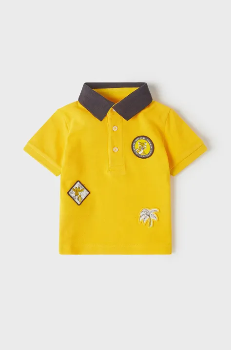 Detské polo tričko Mayoral žltá farba, s nášivkou