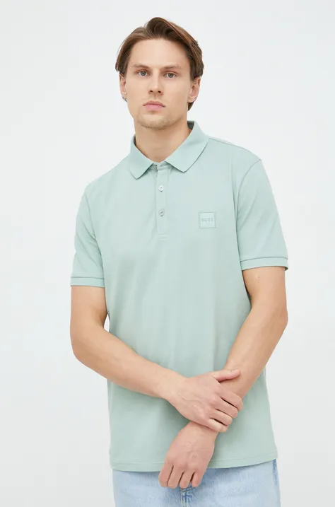 Polo majica BOSS BOSS CASUAL za muškarce, boja: zelena, jednobojni model