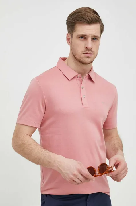 Bavlnené polo tričko Michael Kors ružová farba, melanžový