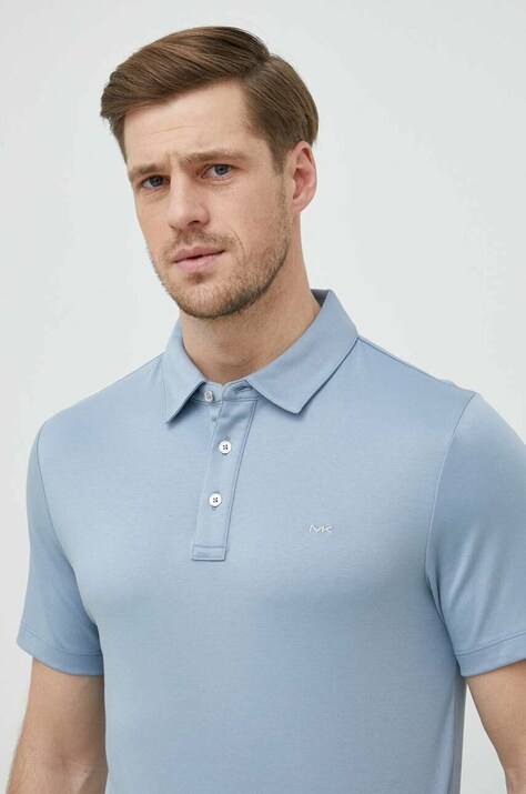 Michael Kors polo bawełniane kolor niebieski gładkie CS15073C93