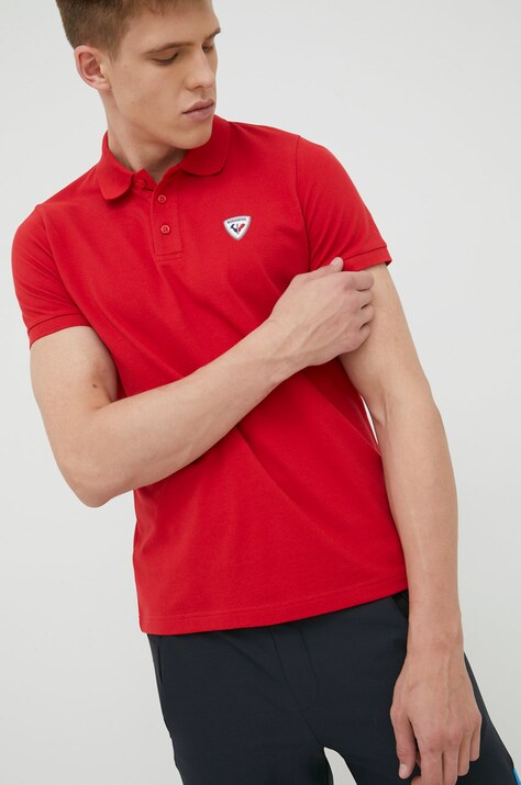 Rossignol polo bawełniane kolor czerwony gładki RLKMY01