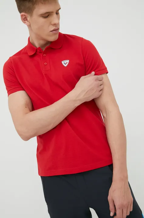 Pamučna polo majica Rossignol boja: crvena, jednobojni model
