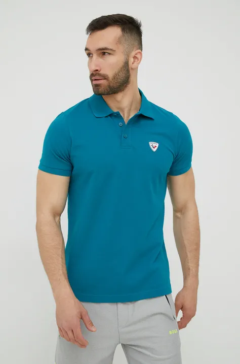 Pamučna polo majica Rossignol boja: zelena, jednobojni model