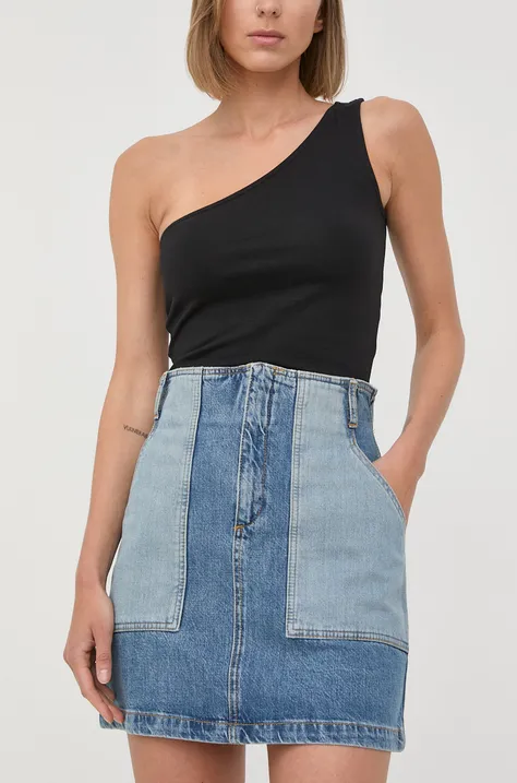 The Kooples spódnica jeansowa mini rozkloszowana
