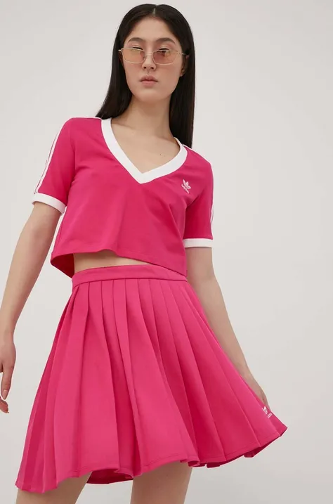 adidas Originals spódnica Adicolor HG6151 kolor różowy mini rozkloszowana