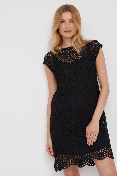 Sisley rochie culoarea negru, mini, dreaptă
