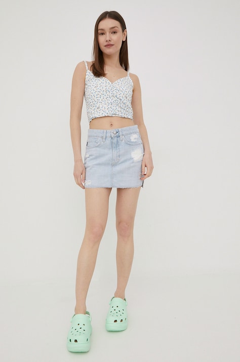 Superdry fustă din denim mini, dreaptă