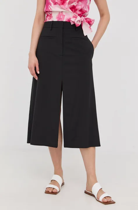 Vunena suknja Victoria Beckham boja: crna, midi, širi se prema dolje