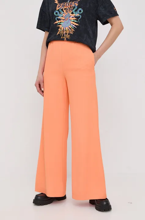 Patrizia Pepe spodnie damskie kolor pomarańczowy szerokie high waist