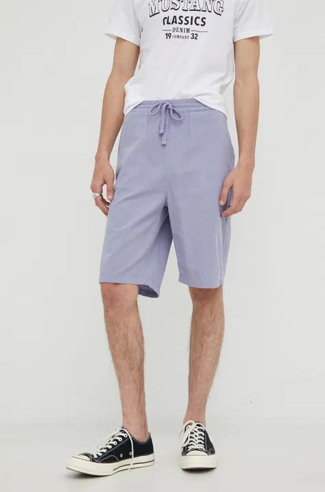 Λινό σορτς Lee Relaxed Drawstring S Misty Lilac χρώμα: μοβ