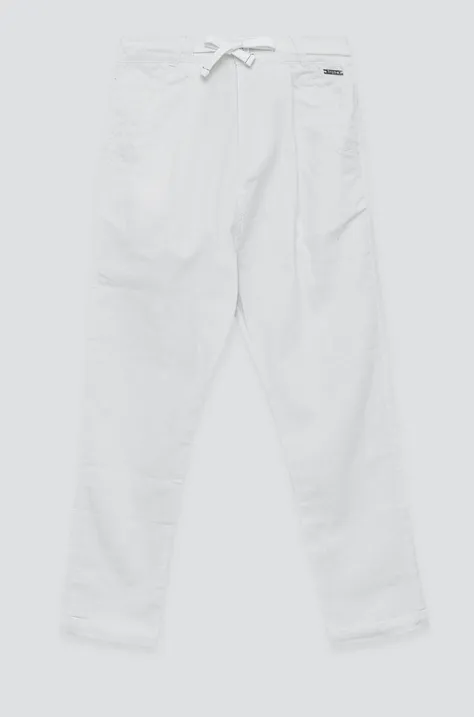 Birba&Trybeyond spodnie z domieszką lnu dziecięce kolor biały gładkie