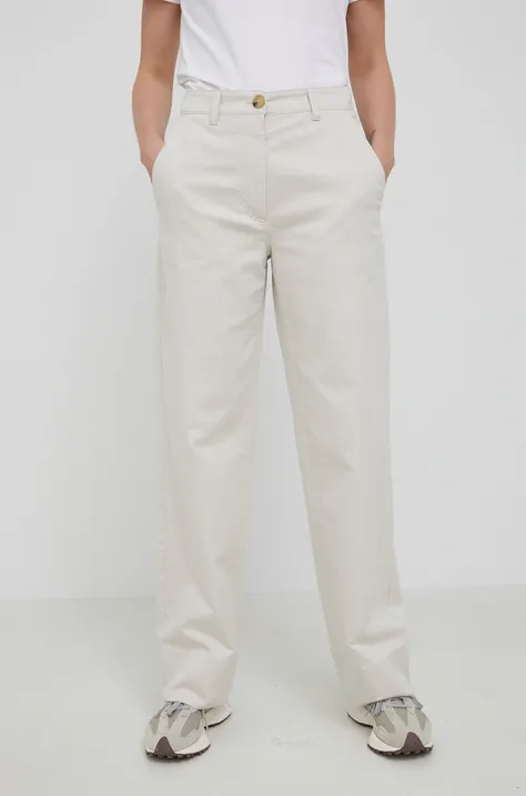 Marc O'Polo Spodnie damskie kolor beżowy proste high waist