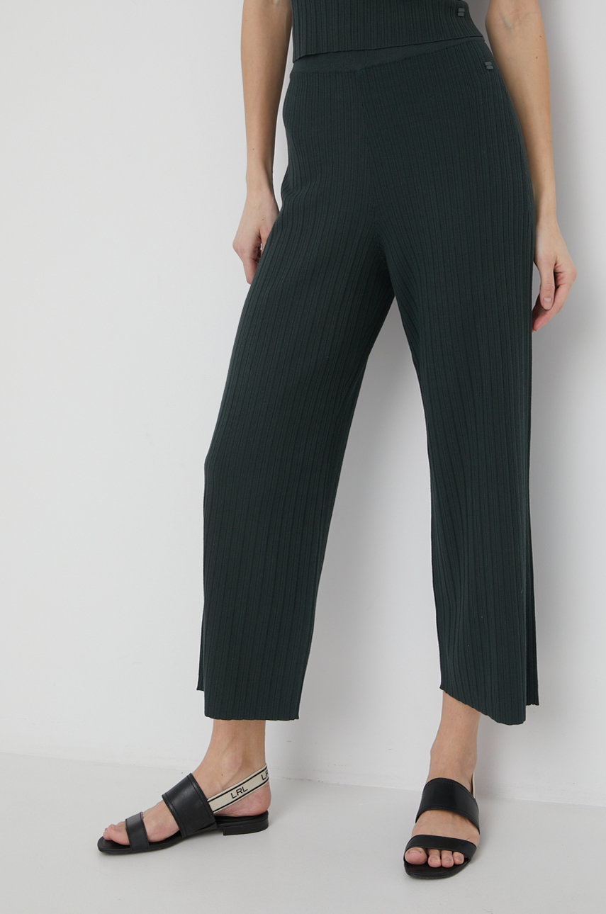 Marc O'Polo spodnie damskie kolor zielony proste high waist