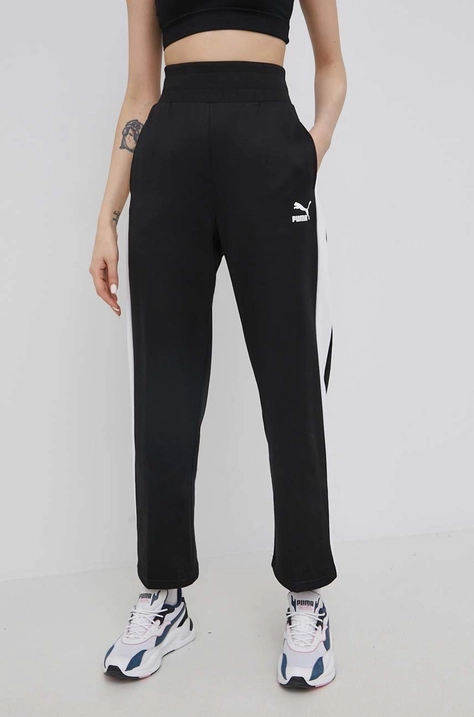 Puma pantaloni 533520 femei, culoarea negru, neted 533520-01