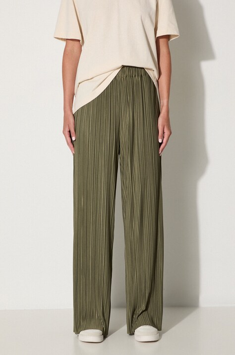 Samsoe Samsoe spodnie UMA damskie kolor zielony szerokie high waist F21200187