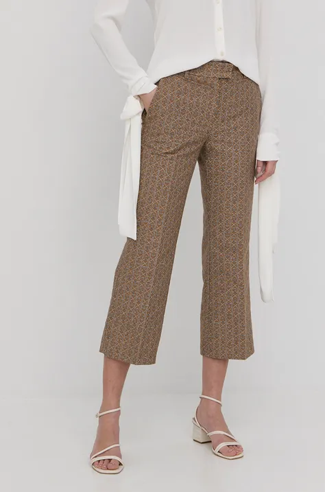 Twinset pantaloni femei, culoarea maro, drept, medium waist