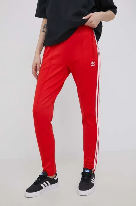 Панталони adidas Originals HF1992 дамско в червено с апликация