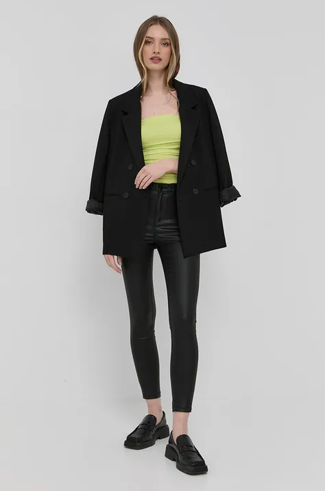 Kalhoty The Kooples dámské, černá barva, přiléhavé, high waist