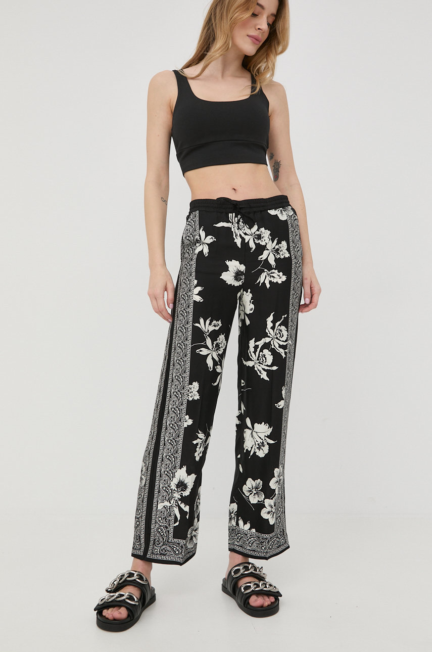 The Kooples spodnie damskie kolor czarny szerokie high waist