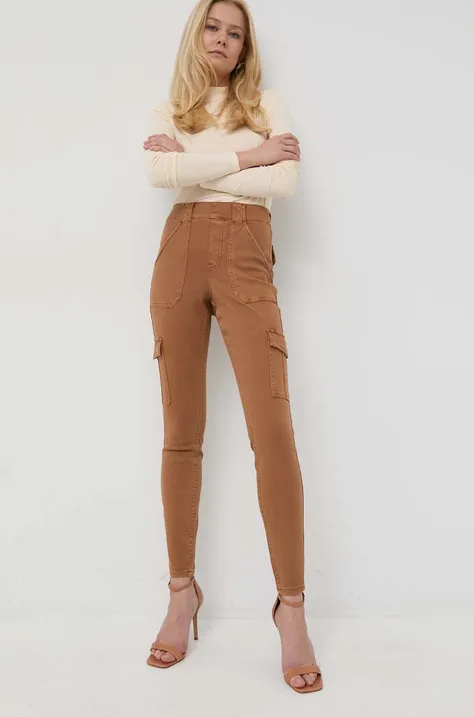 Моделюючі штани Spanx Stretch Twill Ankle Cargo жіночі колір сірий облягаючі висока посадка