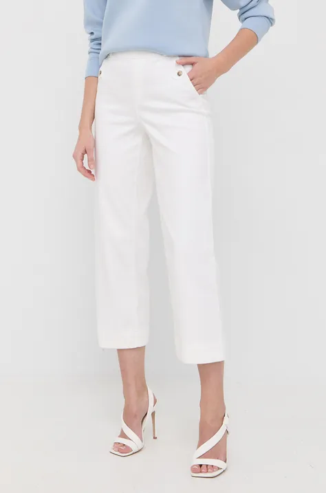 Spanx spodnie damskie kolor biały proste high waist