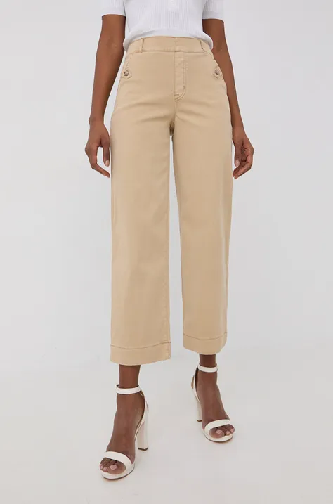 Spanx spodnie damskie kolor beżowy proste high waist