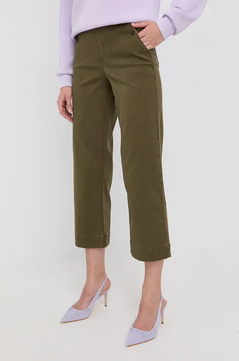 Spanx spodnie damskie kolor zielony proste high waist