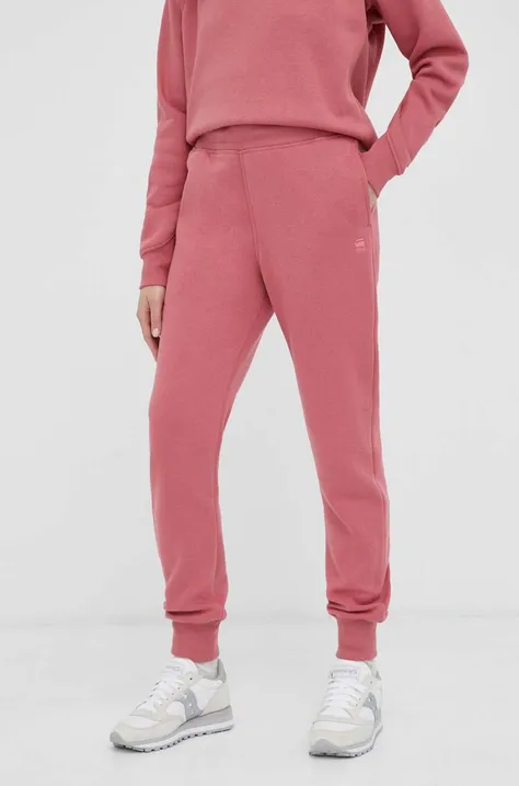 G-Star Raw spodnie dresowe kolor różowy gładkie