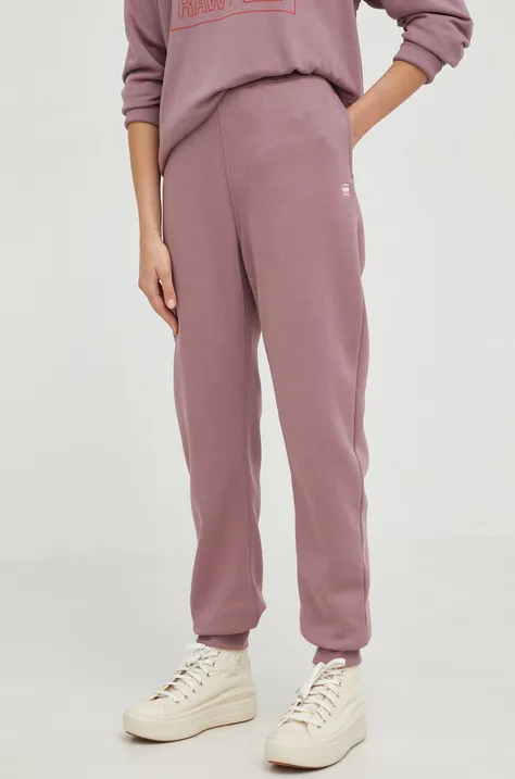 G-Star Raw spodnie dresowe damskie kolor fioletowy gładkie