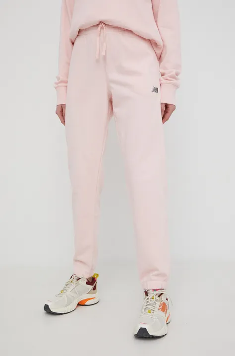 New Balance spodnie dresowe UP21500PIE damskie kolor różowy gładkie UP21500PIE-PIE