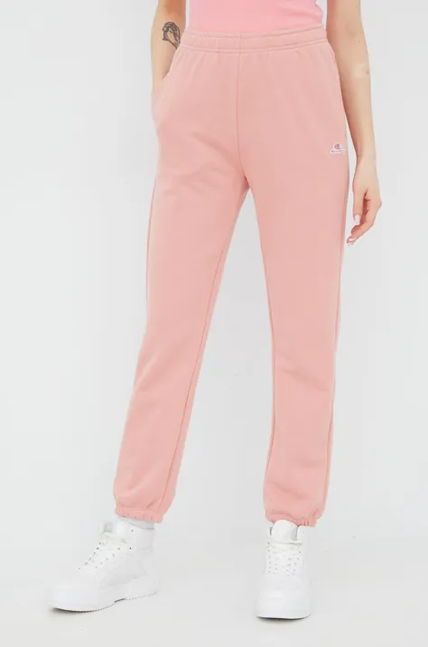 Champion spodnie dresowe 114925 damskie kolor różowy gładkie 114925-BS148
