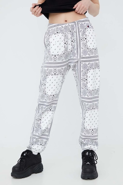 Champion pantaloni 115122 femei, culoarea alb, modelator