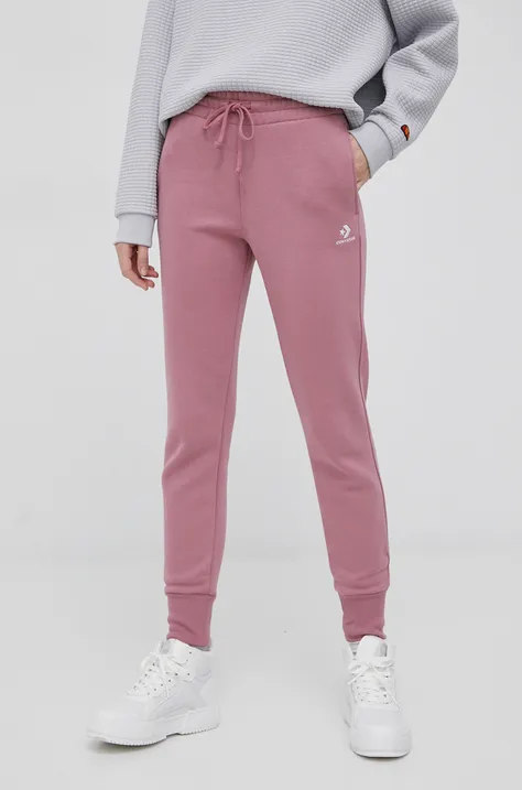 Converse spodnie damskie kolor różowy gładkie