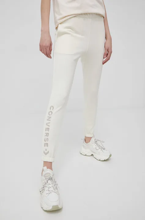 Спортен панталон Converse дамско в бежово с апликация