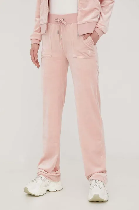 Juicy Couture spodnie dresowe damskie kolor różowy gładkie