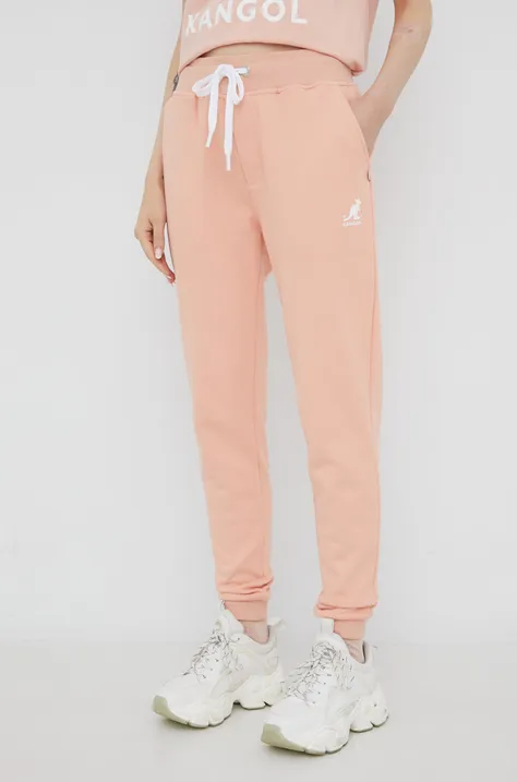 Βαμβακερό παντελόνι Kangol χρώμα: ροζ