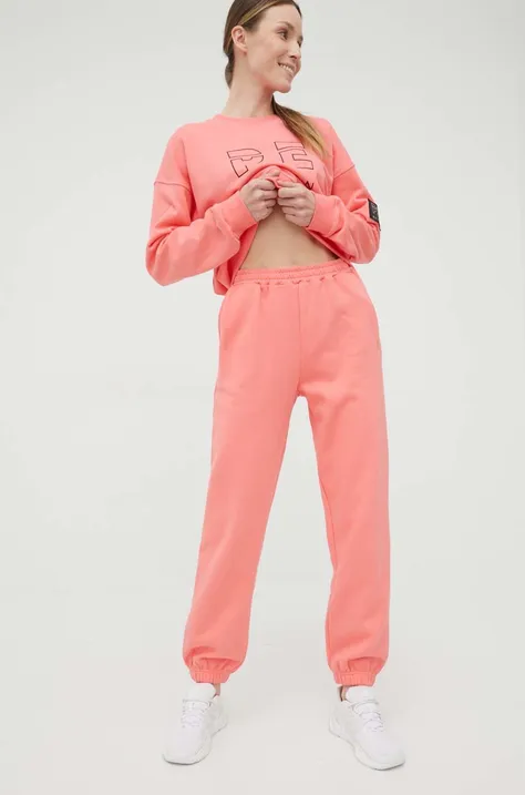 P.E Nation spodnie bawełniane damskie kolor fioletowy gładkie