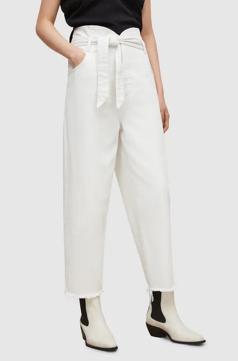 AllSaints spodnie SAMMY PAPERBAG JEAN damskie kolor biały szerokie high waist WE500W