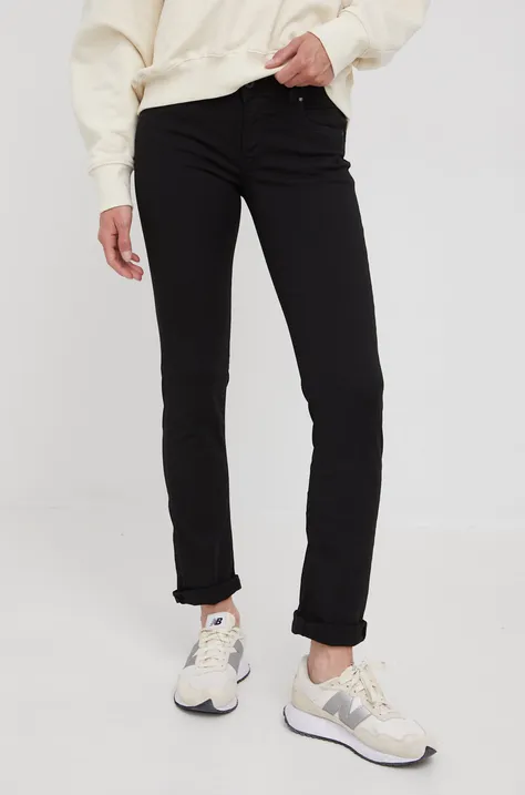 Дънки Pepe Jeans в черно със стандартна талия