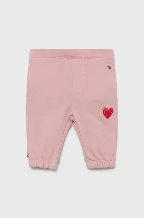 Παιδικό παντελόνι Tommy Hilfiger χρώμα: ροζ