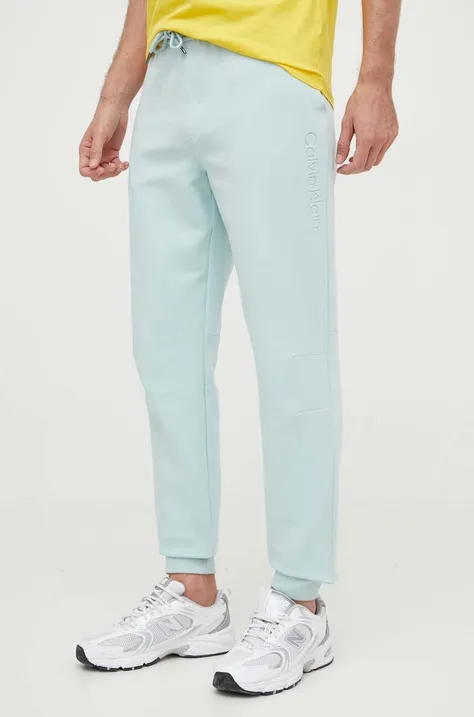 Calvin Klein spodnie męskie kolor niebieski gładkie