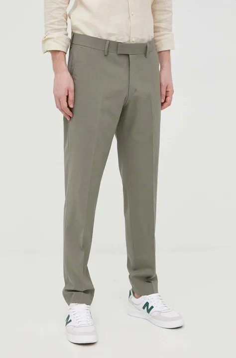 Шерстяные брюки Tiger Of Sweden мужские цвет зелёный прямое
