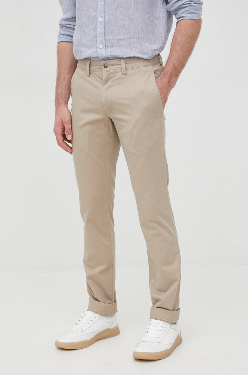 Polo Ralph Lauren pantaloni barbati, culoarea bej, drept